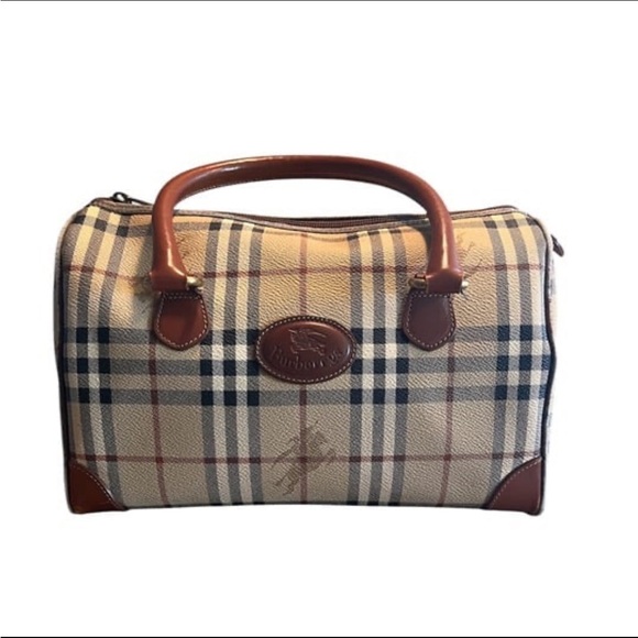 Burberrys Vintage CheckBoston Travel Bag Vintage Burberry Boston